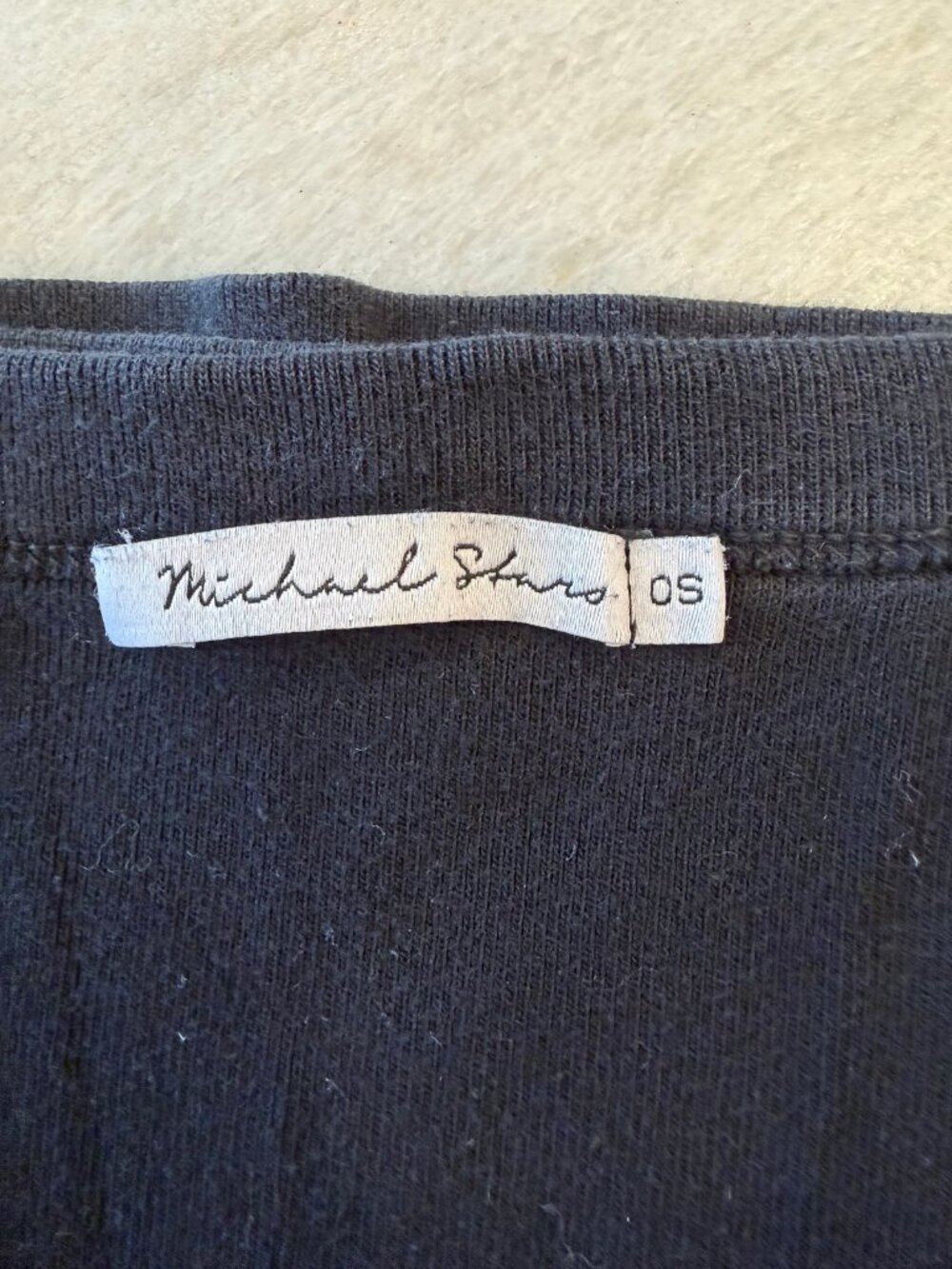 Michael Stars Black Ribbed V-Neck Tank Top One Size